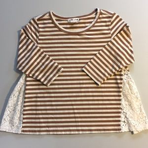 EUC Anthro Striped Lace Top